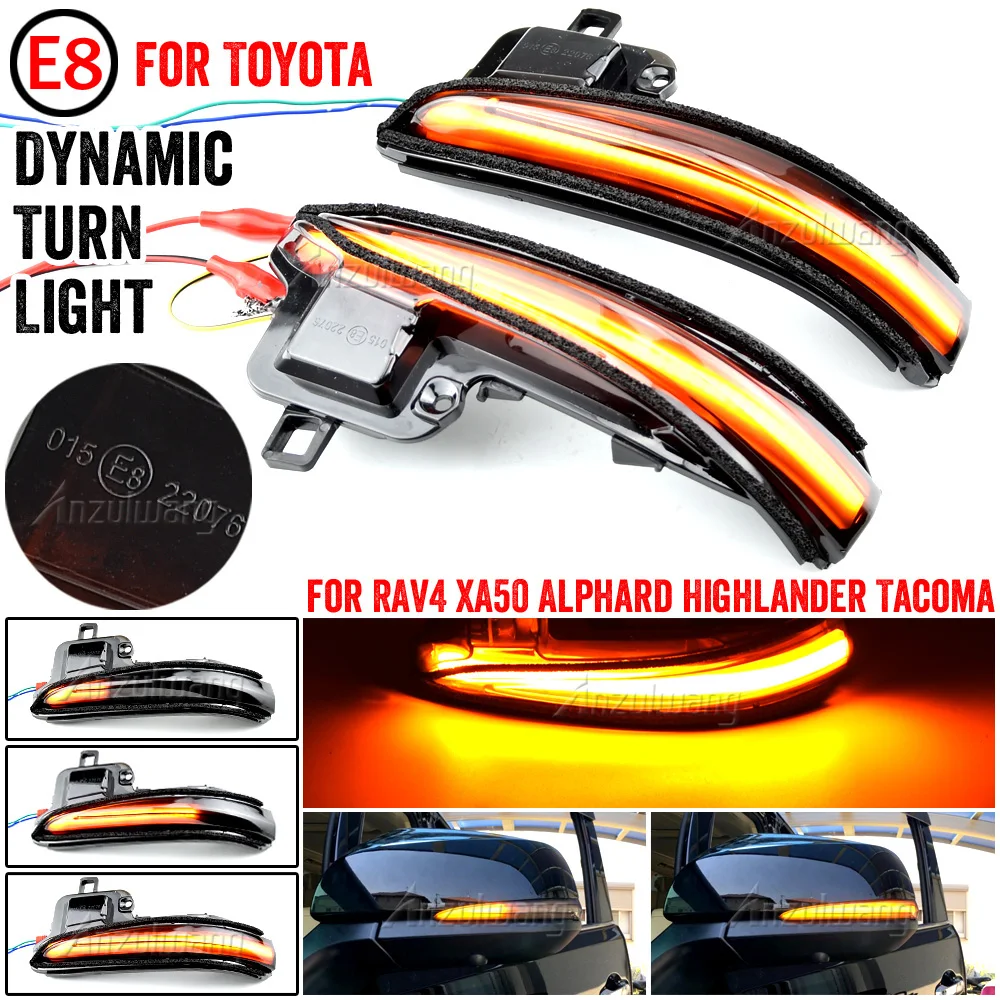 

2PCS LED Side Mirror Dynamic Turn Signal Lights Lamp for Toyota Tacoma 2016-2022 RAV4 XA50 2019-2022 Highlander XU70 2020-2022