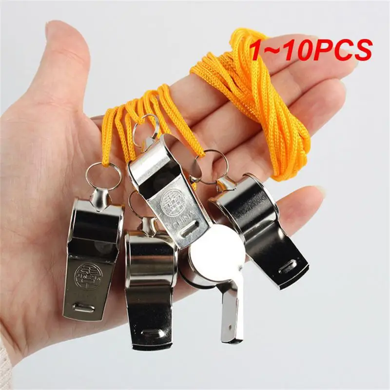 

1~10PCS Metal Whistle Referee Sport Rugby Party Outdoor sports Like Whistle Training School Soccer Football Colorful lanyard