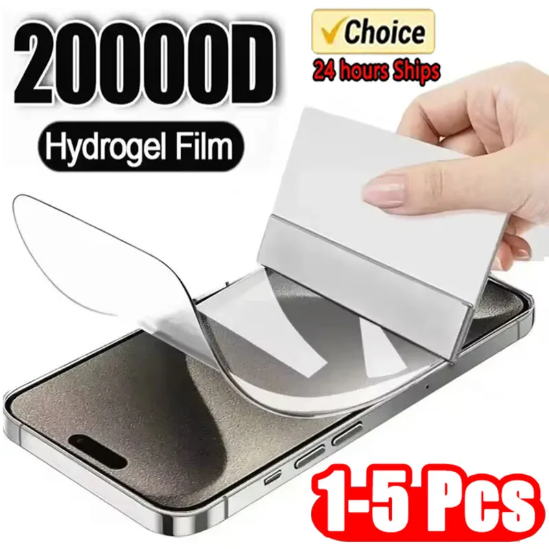 50000D 풀 커버 하이드로 겔 필름 iPhone 15 14 11 12 13 Pro Max 7 8 14 Plus 화면 보호기 iPhone 13 1..