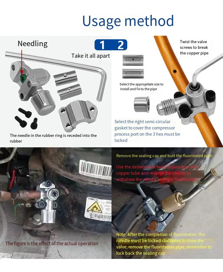 Line Piercing Valve Kit Bpv-31 Maintenance Zinc Alloy Refrigerator Tap Valve Replacement for 6 to 10MM Copper Tubes