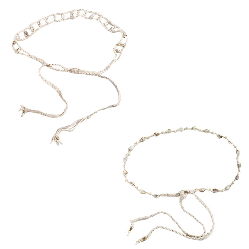 

Cowgirl Waist Belts for Braided Vintage Tie Belt with Seashells for Impressive Woven Stage Street Dance