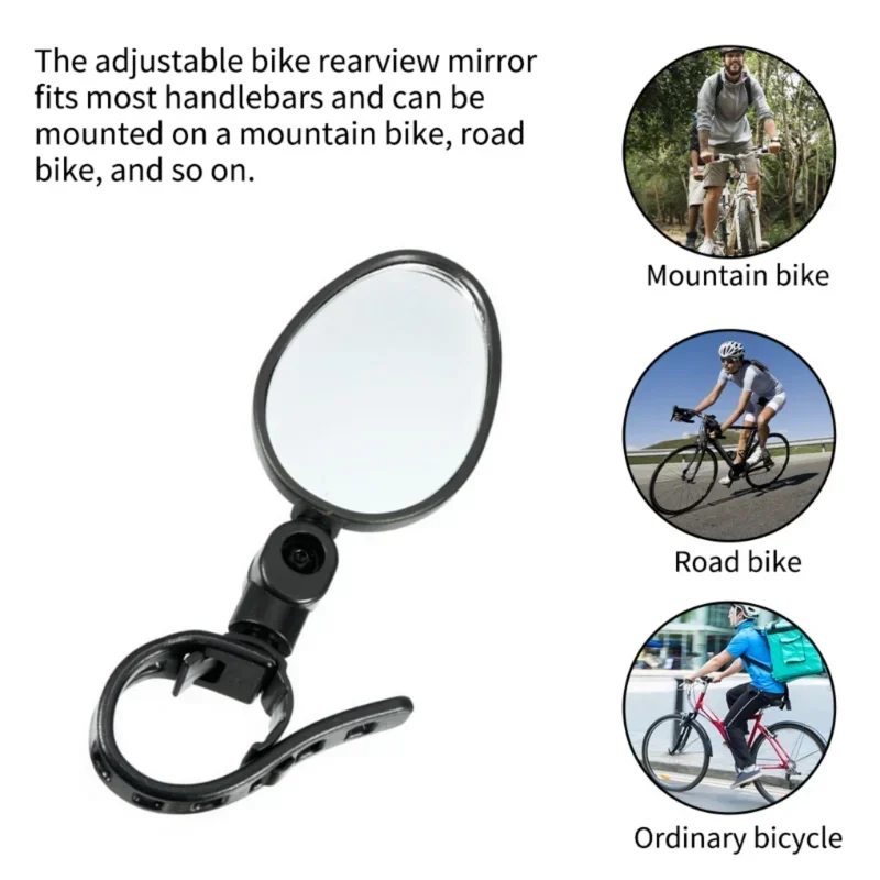 Bicycle Mirror 2 p&ccedil;s ajust&aacute;vel girar Bicycle Auxiliar Retrovisor Montagem No Guiador Grande Angular Convexo
