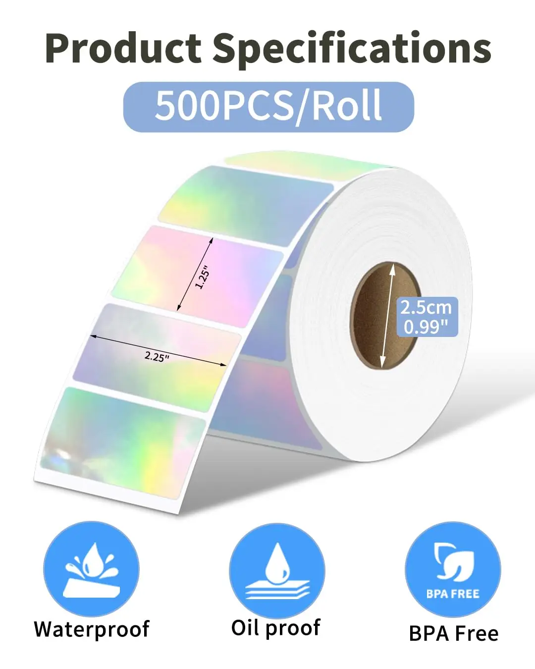 Laser 2.25X1.25 PM241 Square Thermal Label 500Label/Roll Direct Thermal Printer Label for Logo Design Name/Price Tag Thanks Card