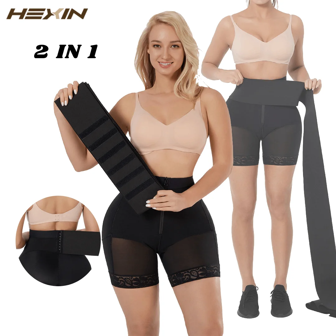 Fajas Colombianas Waist Trainer WomenBody Shapewear Slimming Sheath Woman Flat Belly Butt Lifter Shapers Panties with Waist Wrap