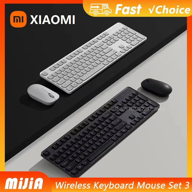  Xiaomi Mijia Wireless Keyboard Mouse Set 3 2.4GHz Receiver 104 Keys Full-Size Curved Keycaps Keyboard Lightweight 1000DPI Mouse 