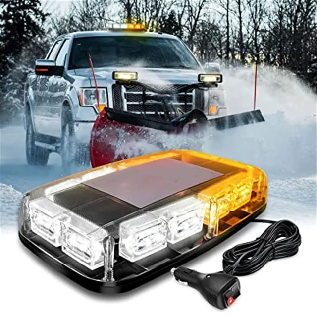 24-LED Strobe Light Bars - 4 Pack Amber Emergency Warning Lights 12-24V