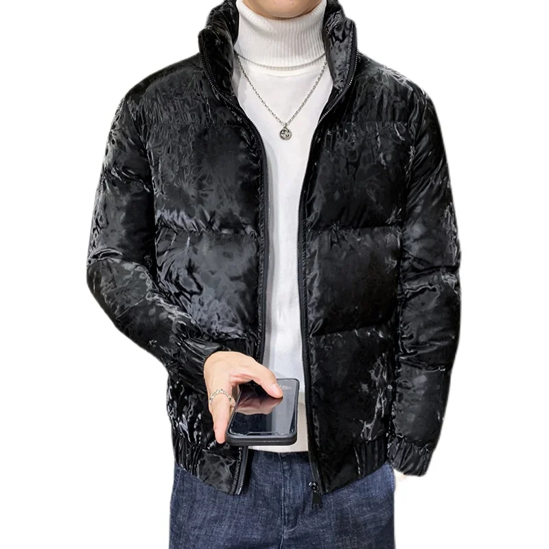 

Luxury Velvet Winter Men Jacket Thicken Warm Casual Streetwear Parka Stand-up Collar Business Social Overcoat Chaquetas Hombre