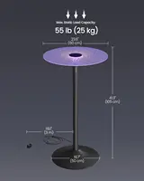 Round Cocktail Table with Multi-Colored Lights and Glass Top, Large Steel Base, 41.3 Inches Tall Pub Table for Kitchen, Bistro 2