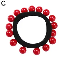  2022 Fashion Woman Big Pearl Hair Ties Korean Style Hairband Scrunchies Girls Ponytail Holders Rubber Band Hair Accessories 