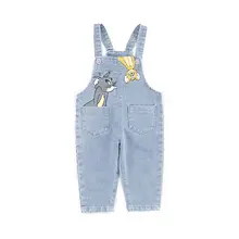  Kids Fall Clothes Infant Cartoon Jeans Boys Overalls Rompers Cotton Denim Suspenders Bib Pants Toddler Jumpsuits Casual Trousers 