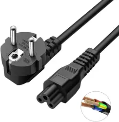Universal 3-Pin Laptop Charger Power Adapter Cable - 1.5M Length (EU Plug)