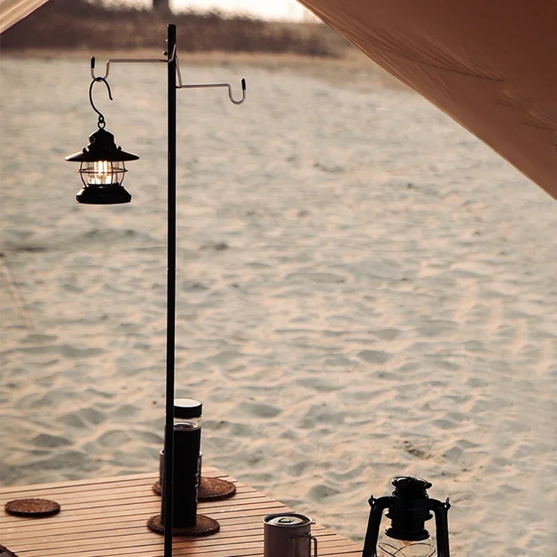 Camping Light Lantern Hanger Lantern Holder Light Stand Tripod Outdoor Aluminum Alloy Foldable Lamp Post Pole Portable Fishing Hanging Light Fixing Stand