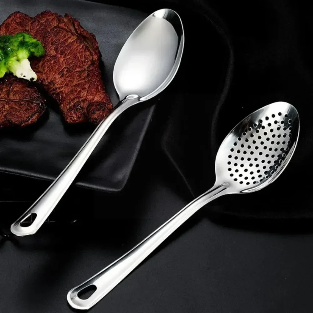 1PC Stainless Steel Perforated Spoon Strainer Skimmer Kitchen Colander Food Scoop Filter Spoon