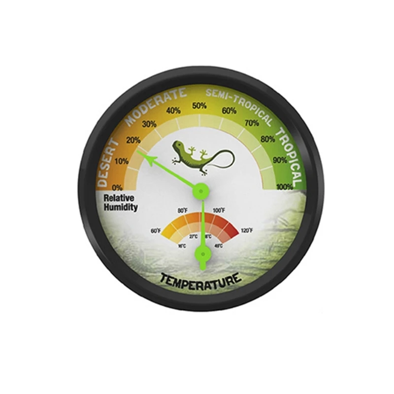 HighAccuracy Thermometer Hygrometer Gauge VivariumTank Supplies Self-adhesive Pet Rearing Box DialGauge 16-49℃ Dropship