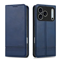 Magnetic Flip Leather Wallet Phone Case with Card Holder Slot - iPhone 18 (Navy Blue)