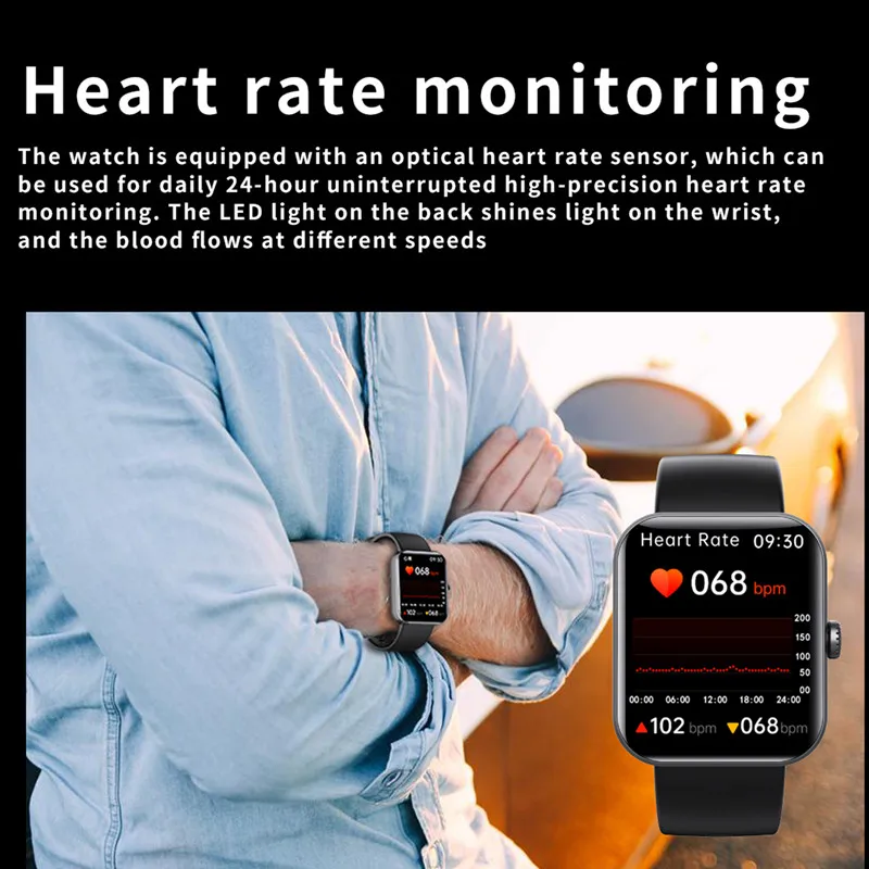 Disponible F57l Medidor de glucosa Reloj inteligente Impermeable Deportes  Oxígeno saludable Detección de temperatura Presión arterial Frecuencia  cardíaca