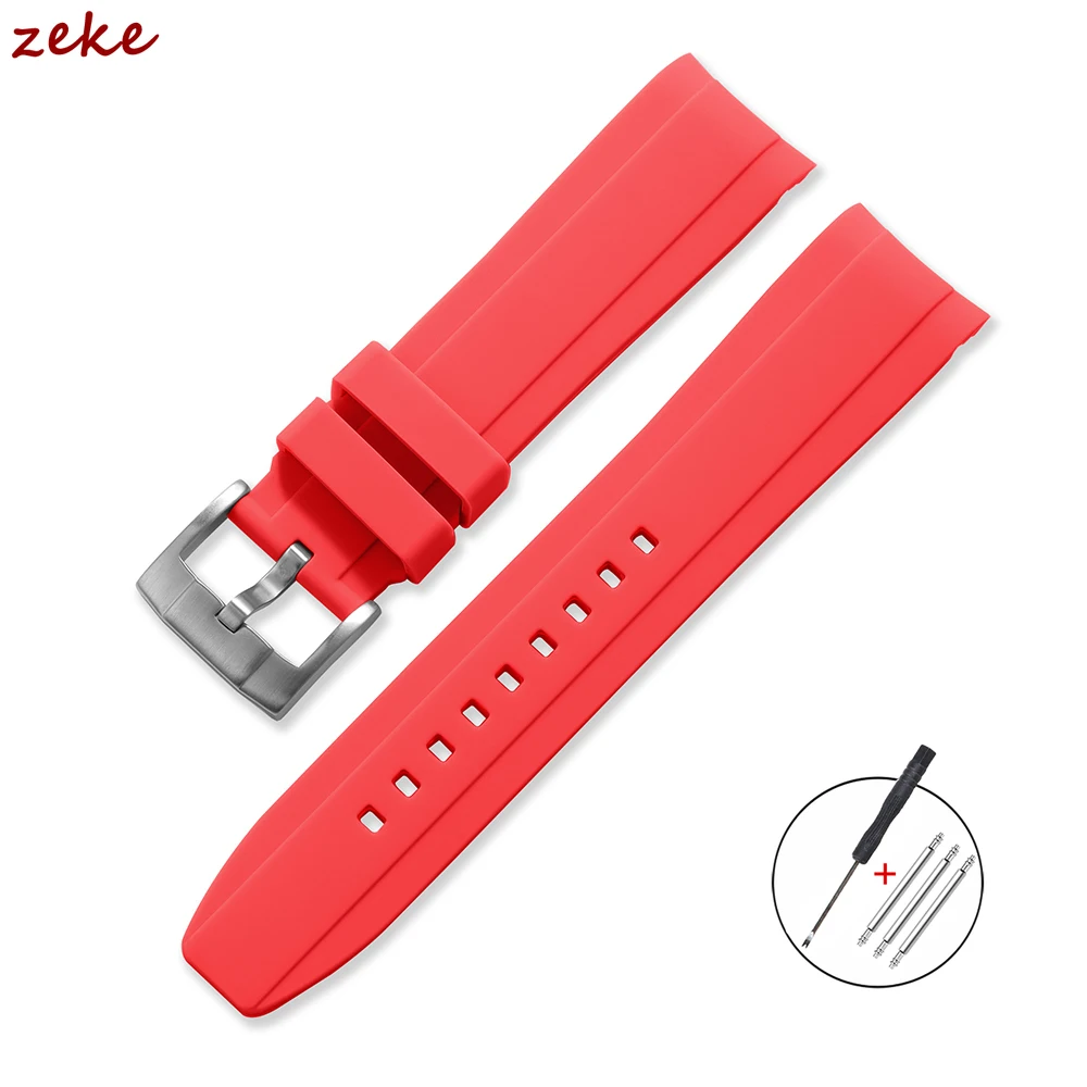 Premium Silicone Sports Watch Band - Soft, Waterproof Curved End Design (20mm & 22mm)