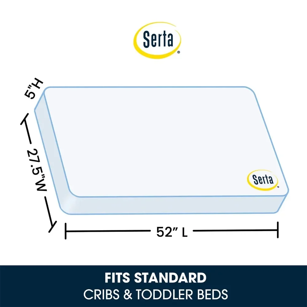 Serta SleepTrue Sparkling Sky 5" Dual-Sided Crib & Toddler Mattress - Sustainably Sourced Fiber Core - Waterproof - Lightweight 6