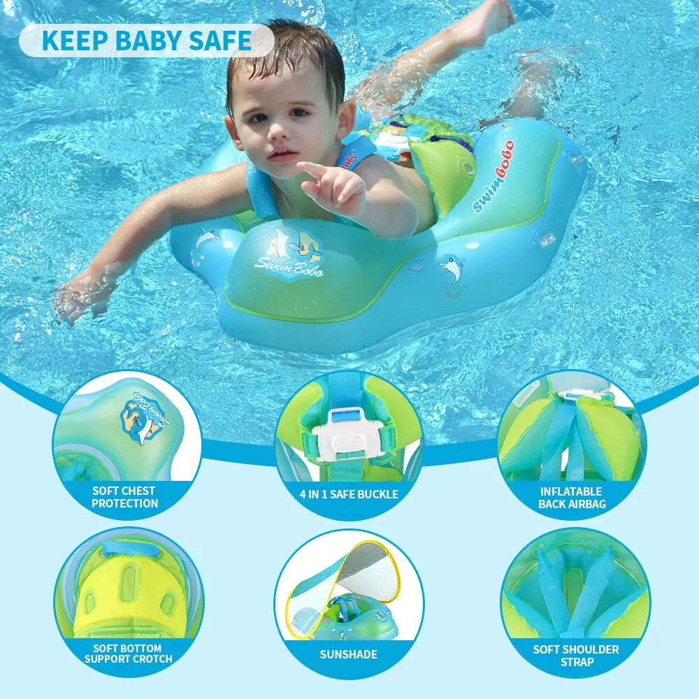 Baby Swimming Float With Canopy Inflatable Infant Floating Ring Kids Swim Pool Accessories Circle Bathing Summer Toys 5