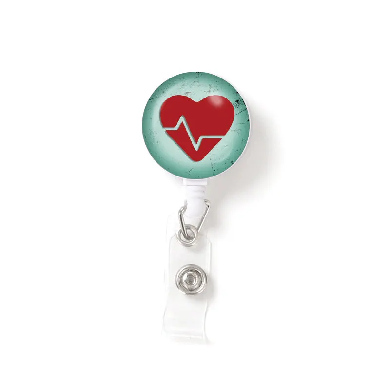 

Heart Retractable Badge Reels for Staff Workers Nurses Doctors ID Tag Pass Work Name Card Badge Holder Sleeve Case