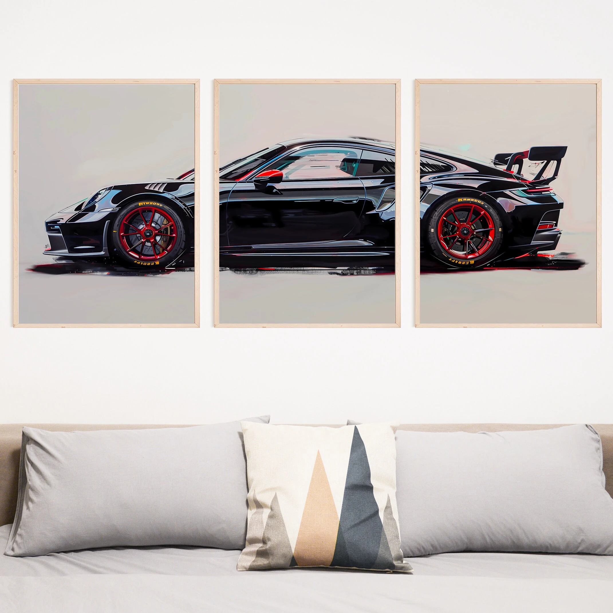 3 個セット 911 GT3 RS 車のポスタープリントキャンバス絵画壁アート
