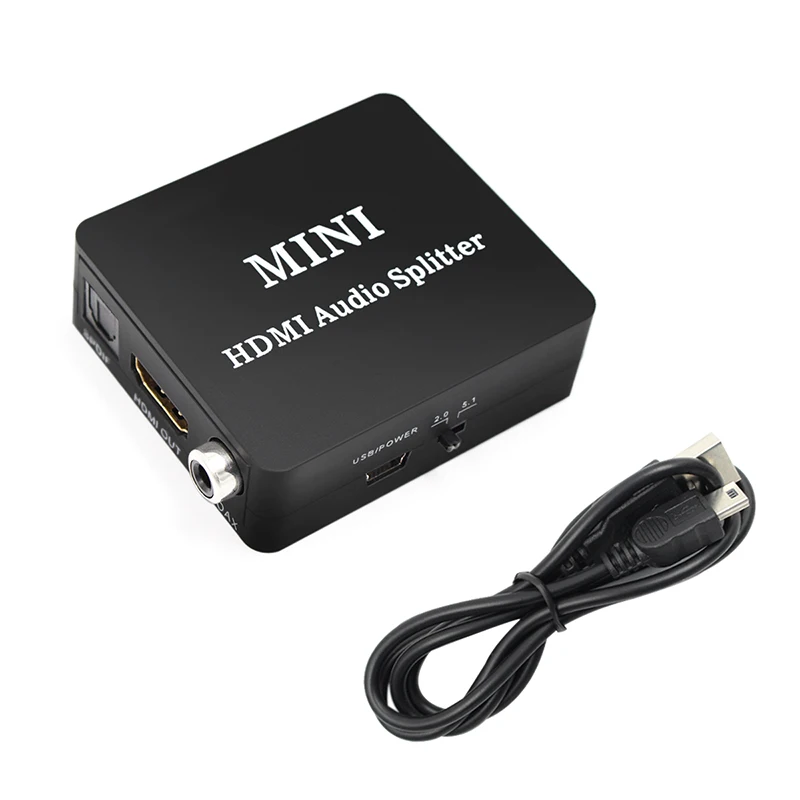 HDMI Audio Extractor Splitter Adapter HDMI to Optical/TOSLINK/SPDIF +R/L Analog Audio Converter Support 2.0/5.1CH