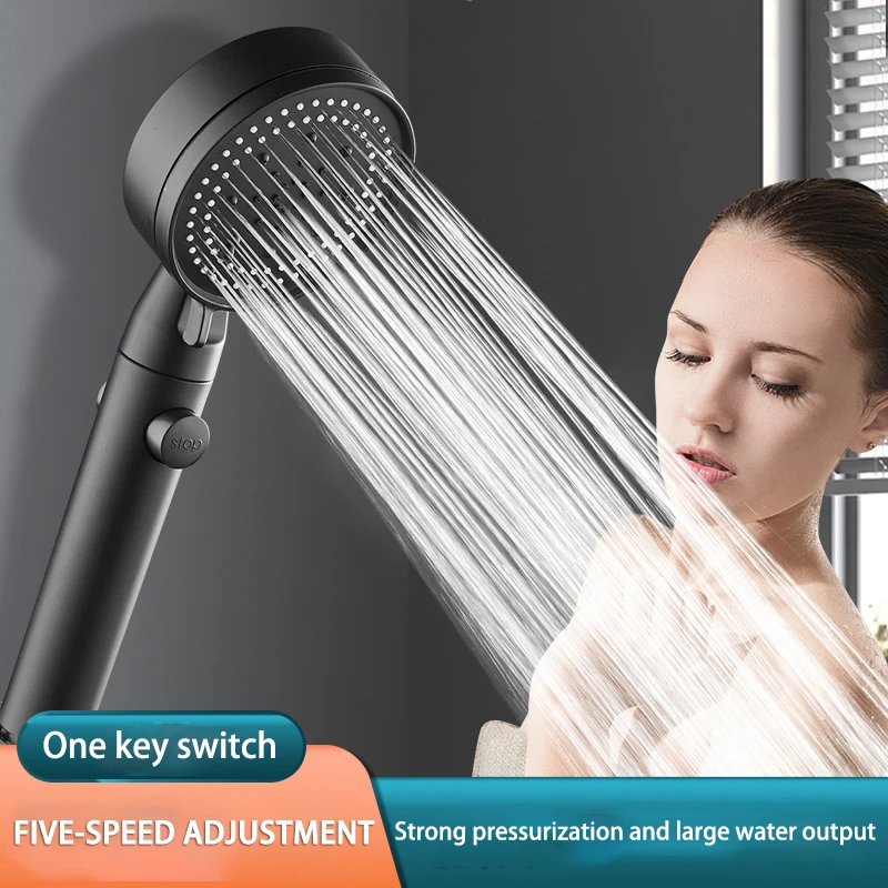 

ABS Rain High Pressure Spray Nozzle Bathroom Accessories Hot Shower Head Water Saving Flow 360 Degrees Rotating With Small Fan