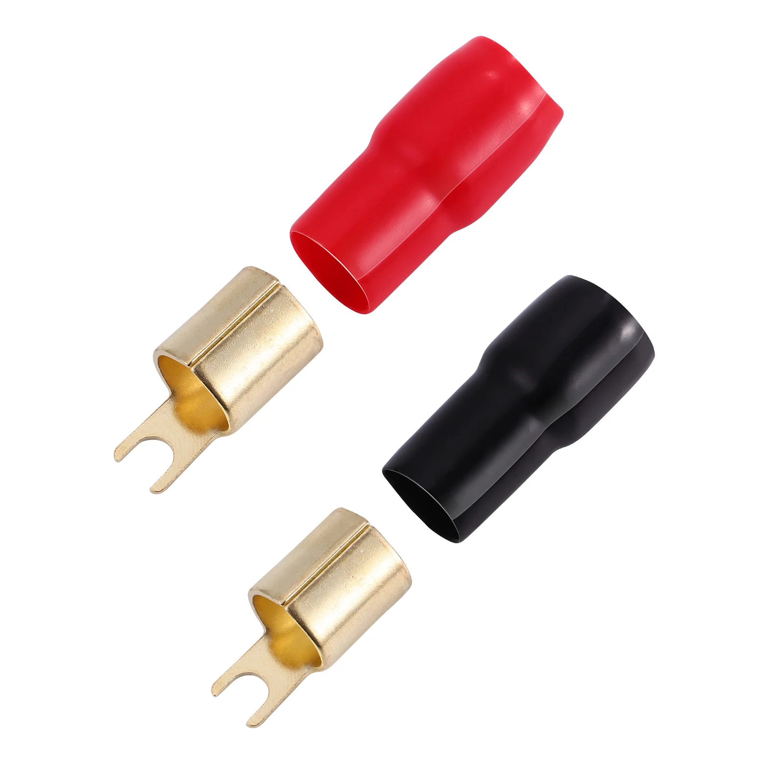 

Imikeya Crimp Connectors Terminal Adapters 0Ga Copper Gold Plated Spade Terminal Fork Adapters Speaker Crimp Barrier Spades
