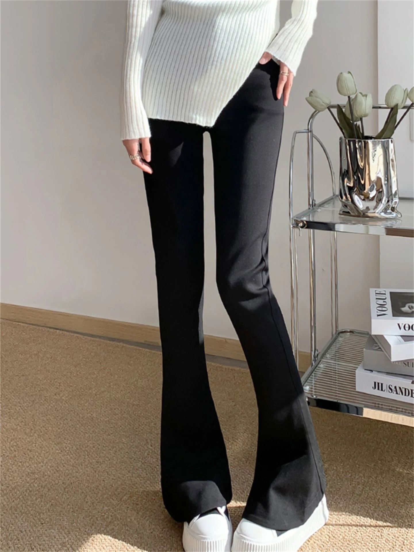 임산부 하이웨이스트 슬리밍 롱 팬츠 봄 가을 신상품 크로치 서포트 말굽형 밴딩 루즈핏 캐주얼 바지