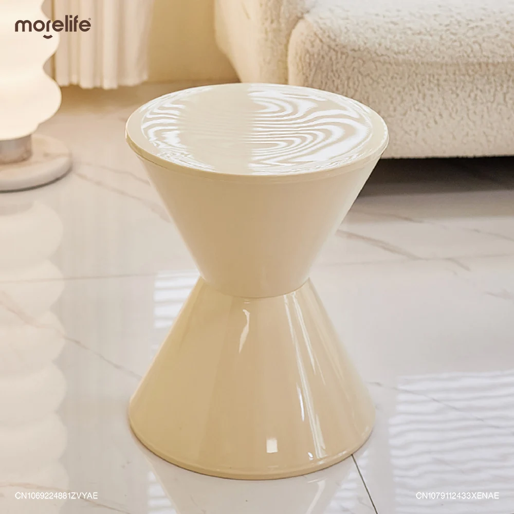 

Nordic Cream Thickened Plastic Round Footstool Creative Living Room Shoe Changing Stool Ottomans Coffee Tables Home Furniture