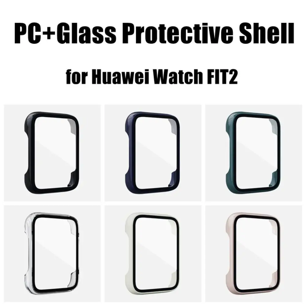 

PC+Glass Protective Case For Huawei Watch fit 2 Smartwatch Tempered Cover All-Around Screen Protector Shell for Huawei fit2