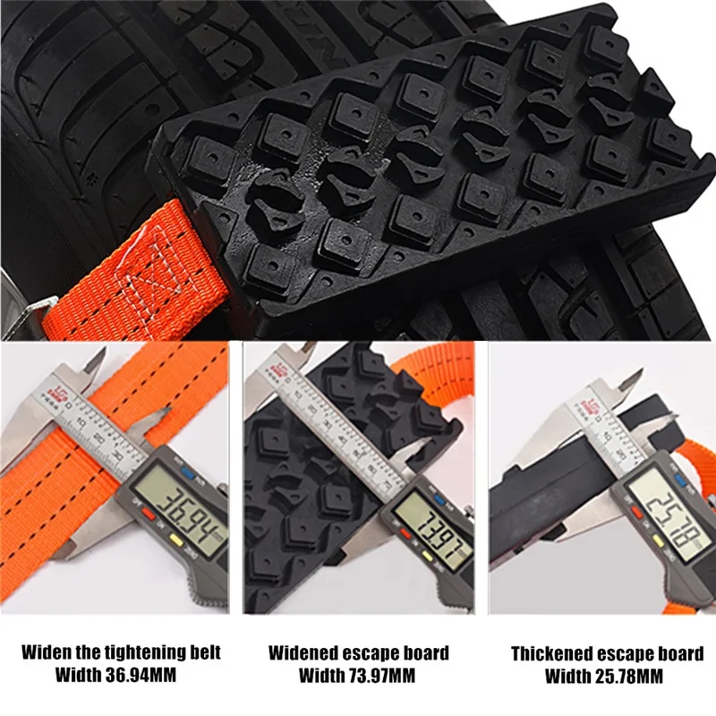 Tire Chains 1/2/4PCS Durable PU Anti-Skid Car Tire Traction Blocks With Bag Emergency Snow Mud Sand Tire Chain Straps For Snow Mud Ice