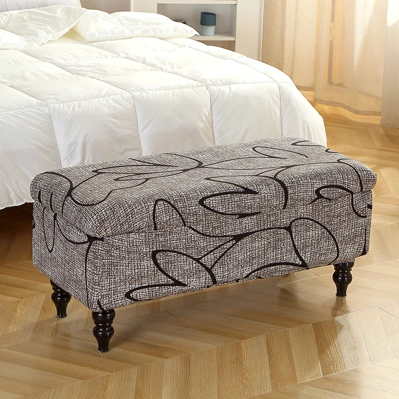 1PC Printed Storage Ottoman Cover Elastic Foldable Bedroom Footstool Covers Bench Stool Furniture Protector Footrest Slipcover