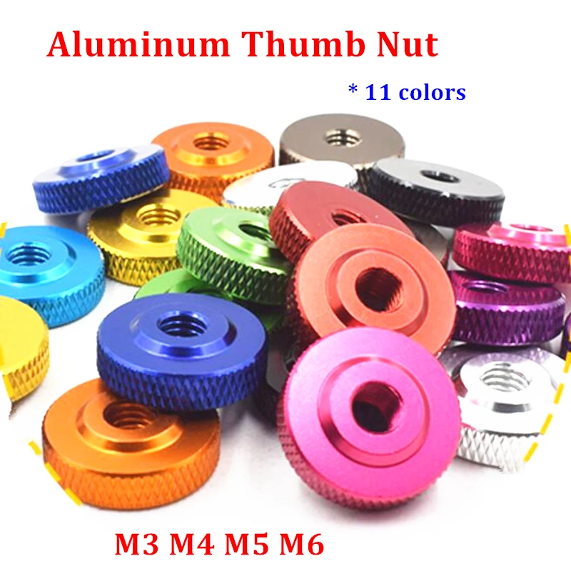 M3 M4 M5 M6 Aluminum Alloy Screw Nut Flat Thin Type Knurled Thumb Nuts Metric 