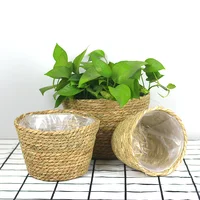 Rattan Woven Flowerpot Potted Handmade Flower Plant Container Garden Grass Planter Straw Basket Home Balcony Storage Decorative 1