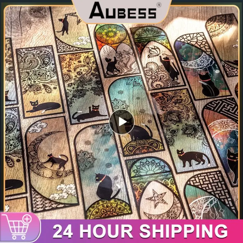 

Набор милых черных кошек, ежедневная серия, Закладка из ПВХ, книга для чтения, маркер для страниц, канцелярские принадлежности