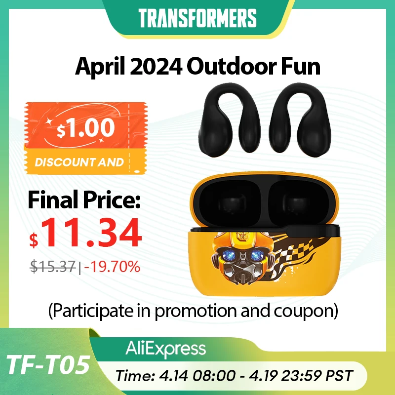 

TRANSFORMERS TF-T05 Bluetooth 5.3 Ear Clip Earphones Long Endurance Noise Reduction Headphones Music Gaming Dual Mode Earbuds