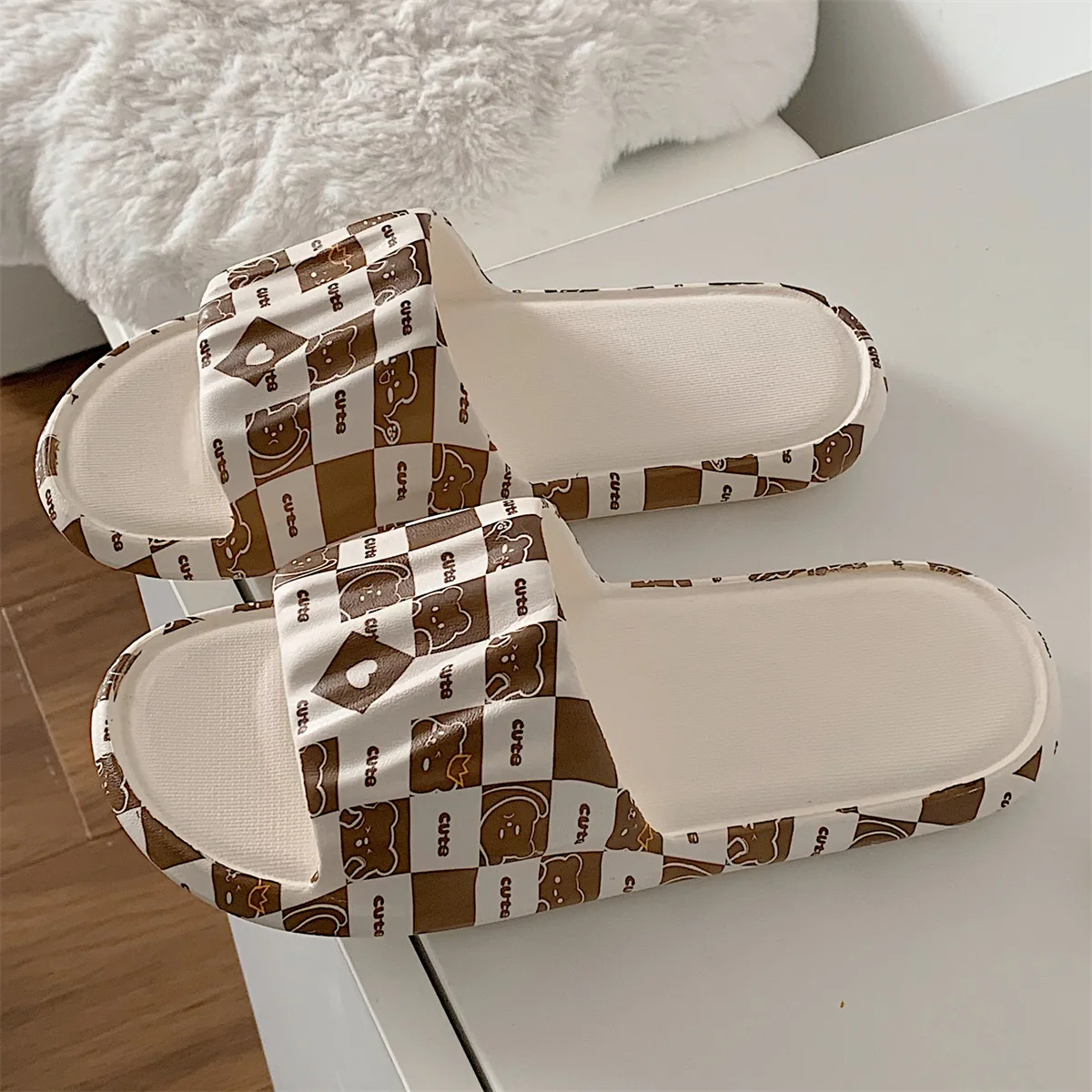 

EVA Antiskid Slippers Female Summer 2022 Students Lovely Lattice Home Bathroom Shower Slides Sandals Flip Flops