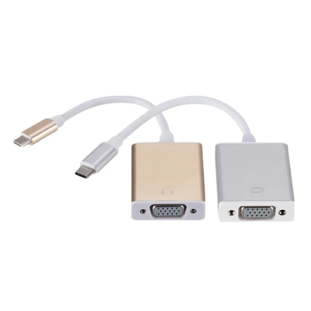 Type-C 3.1 Type C To VGA Adapter Converter Slim Design 10Gbps 24pin Connector Mini Size HD for Tablets/Monitor/Projector/TV