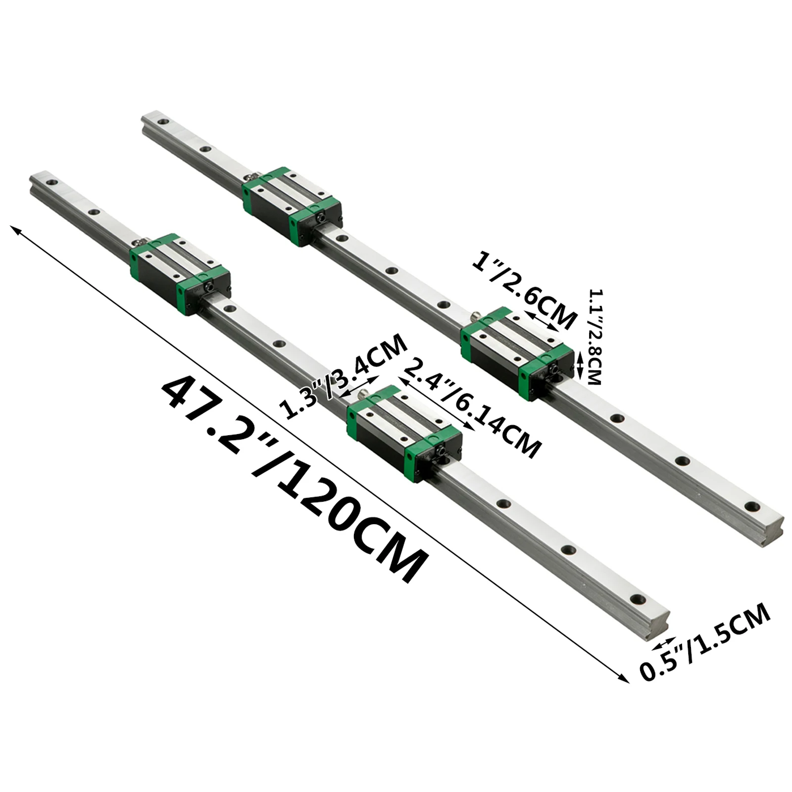 VEVOR Linear Guideway Rail Linear Slide Guide Rails HSR15/HSR20 300mm-2000mm with Bearing Block for DIY CNC Routers Lathes Mills images - 6