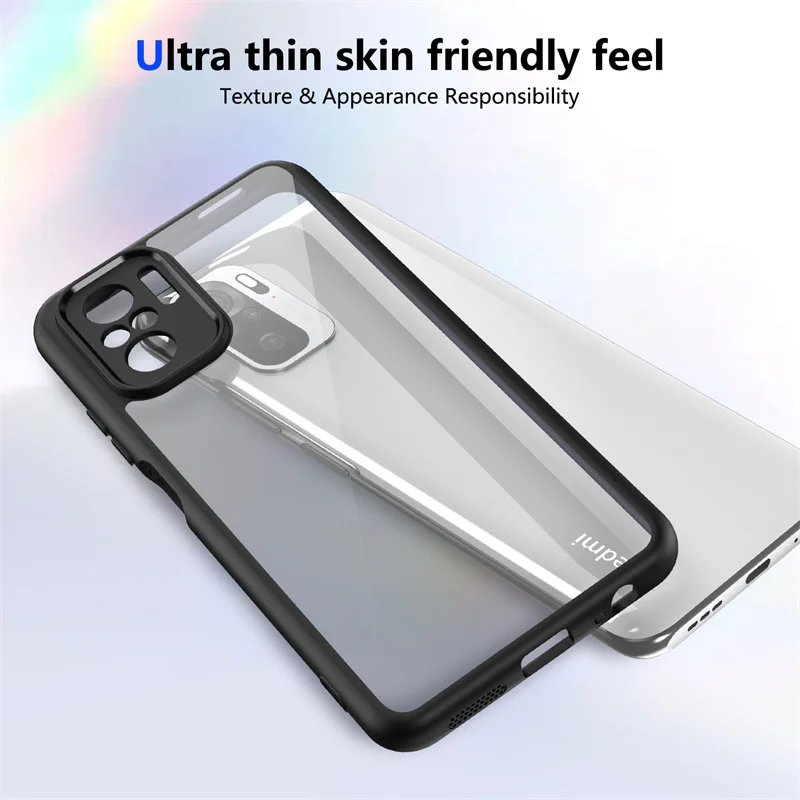 Shockproof Matte Clear Case with Camera Protection - Transparent PC TPU Back Cover