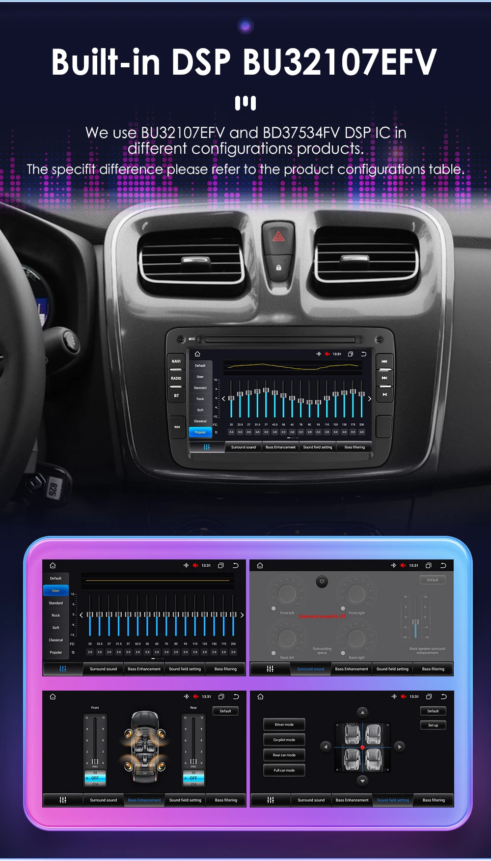Hizpo 7 zoll Bluetooth Auto Radios für Renault Dacia Sandero Duster Captur Logan Multimedia Android Auto Carplay Player 8 + 128G 4G – Detail 13