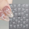 3D White Bowknot Flower Nail Art Sticker Ultra-thin Self-Adhesive Slider Summer Nail Art Decal Decoration DIY Manicure Accesorie 1