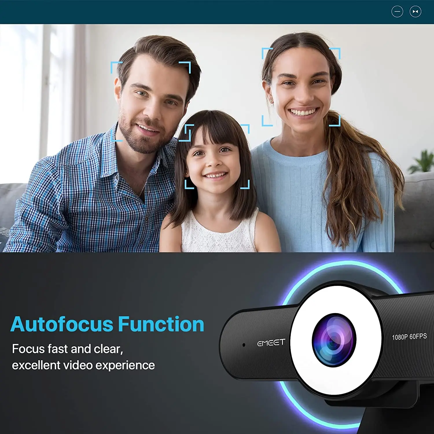 PC Webcam 1080P 60FPS Streaming Autofocus HD Three Level Light EMEET C970L For Computer Desktop Laptop