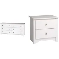 Monterey 6 Drawer Double Dresser and Nightstand Set (White) 1