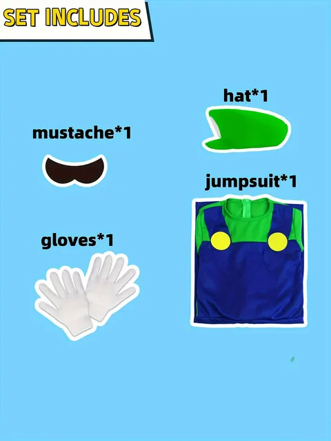 Costume Super Idraulico Fratelli - Completo Con Cappello E Baffi | Adulti E Bambini - Foto 10