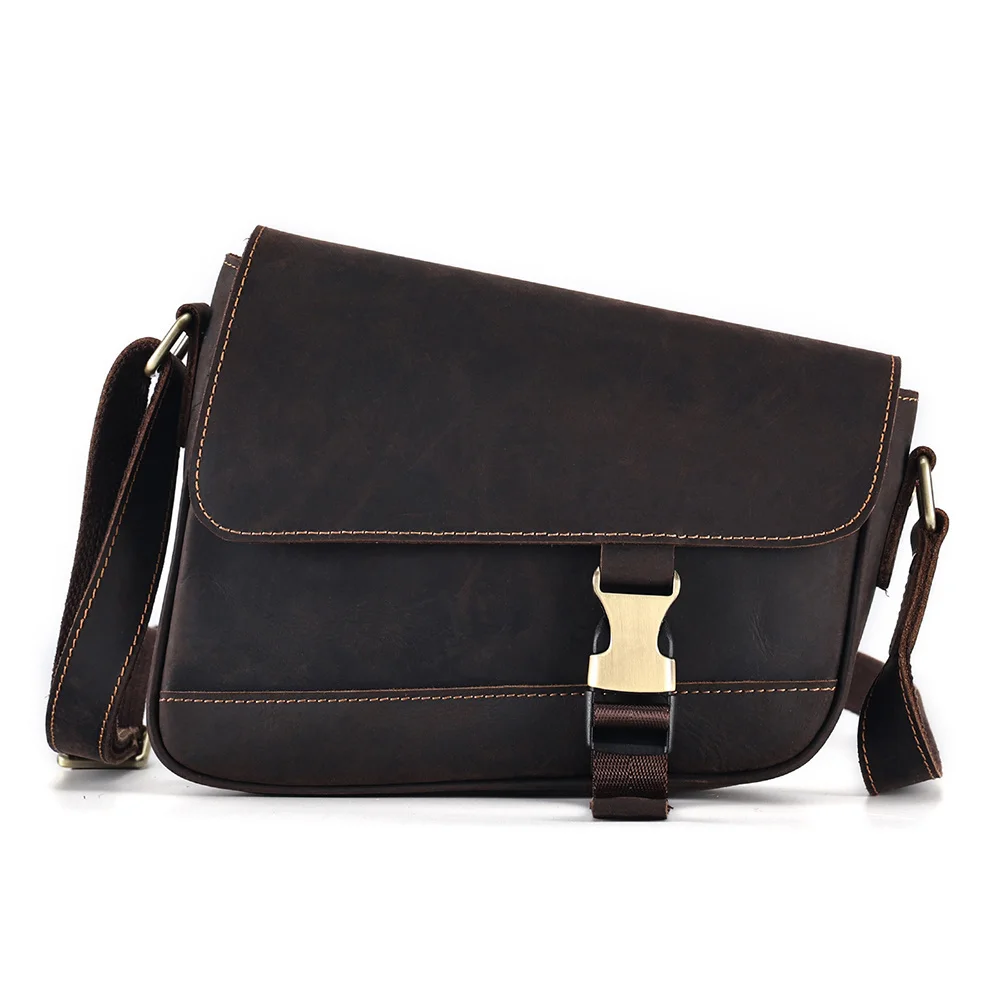 

Genuine Leather Crossbody Bag for Men Fashion Shoulder Travel Small Flap Messenger s 9.7" iPad Handbag