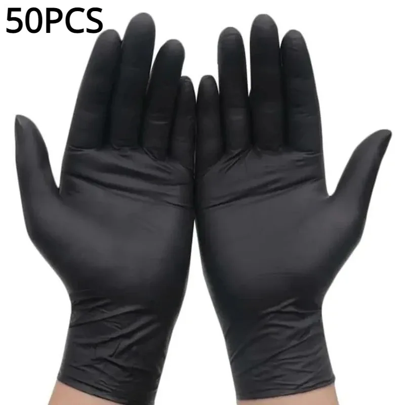 Black Nitrile Gloves Thickened Disposable Gloves for Cleaning Hairdressing Waterproof Dishwashing Tattoo 50PCS disposable gloves nitrile gloves dishwashing gloves cleaning gloves