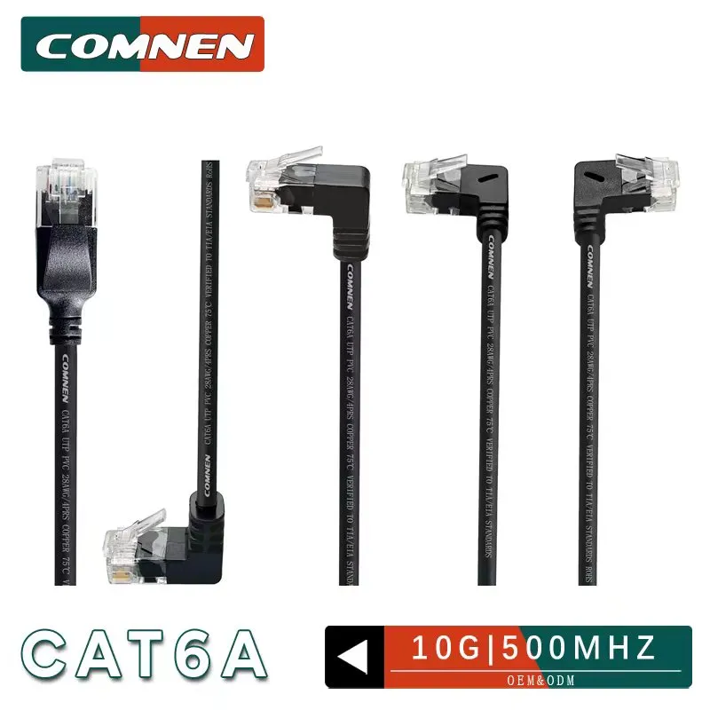 COMNEN cat6a RJ45 90 stupňů úhel ethernetový kabel štíhlý ihned die linke nahoře shodit náplast šňůra sit' kabel lan kabel pro TV skříňka notebook