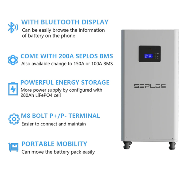Seplos 리튬 인산염 배터리 팩, DIY 키트 세트, 케이스 조립 상자, 셀 없음, 48V, 280Ah, 14.3KWh, LiFePO4